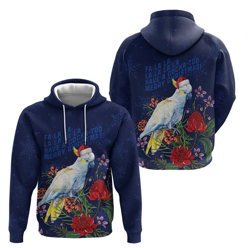 Merry Cocka-mas Zip Hoodie Australia Christmas Blue Art - Aussie Hoodie