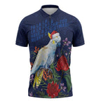 Merry Cocka-mas Zipper Polo Shirt Australia Christmas Blue Art - Aussie Hoodie