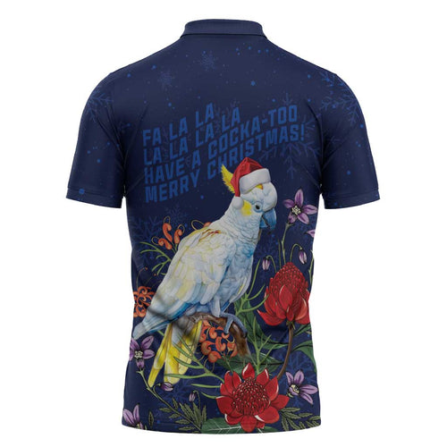 Merry Cocka-mas Zipper Polo Shirt Australia Christmas Blue Art - Aussie Hoodie