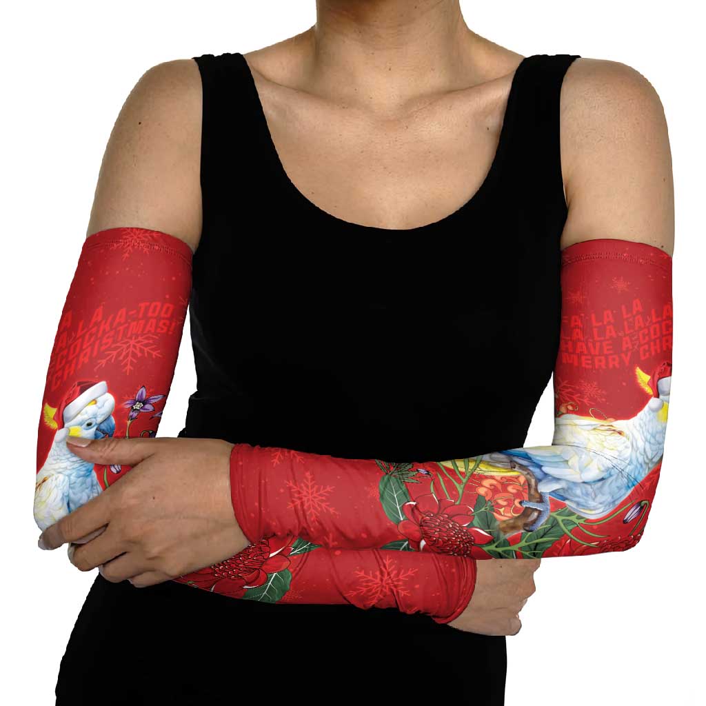 Merry Cocka-mas Arm Sleeves Australia Christmas Red Art - Aussie Hoodie