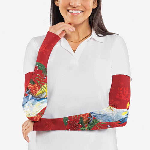 Merry Cocka-mas Arm Sleeves Australia Christmas Red Art - Aussie Hoodie