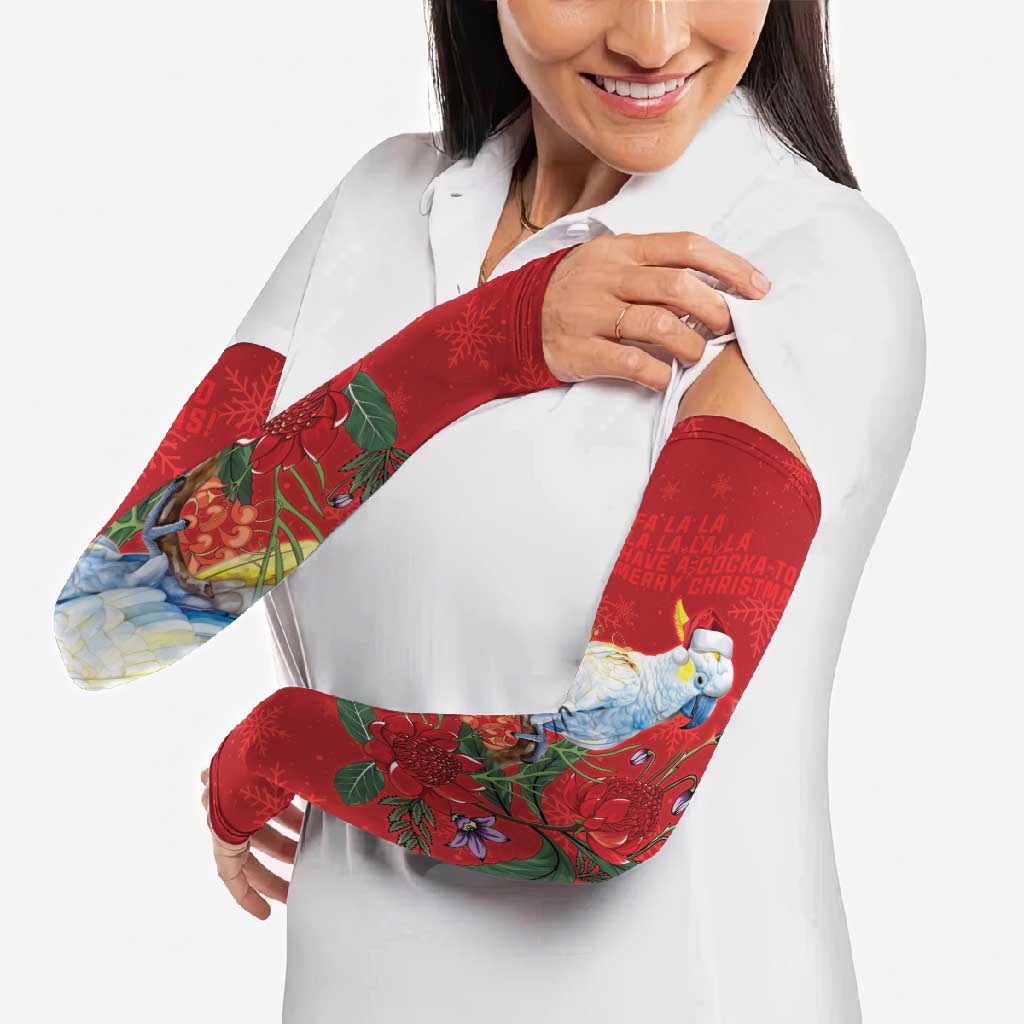 Merry Cocka-mas Arm Sleeves Australia Christmas Red Art - Aussie Hoodie
