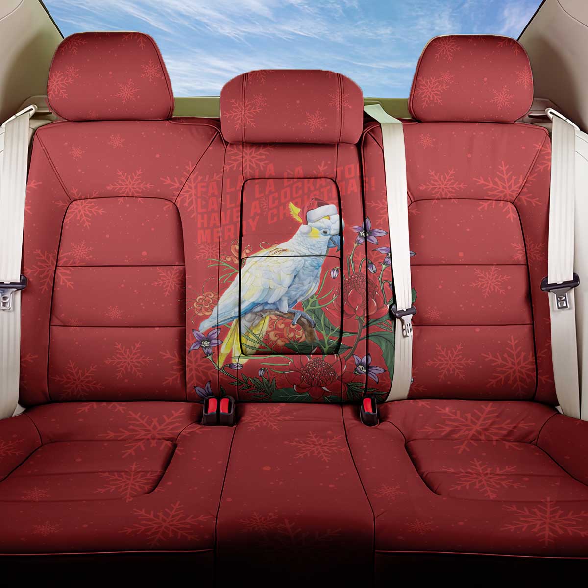 Merry Cocka-mas Back Car Seat Cover Australia Christmas Red Art - Aussie Hoodie