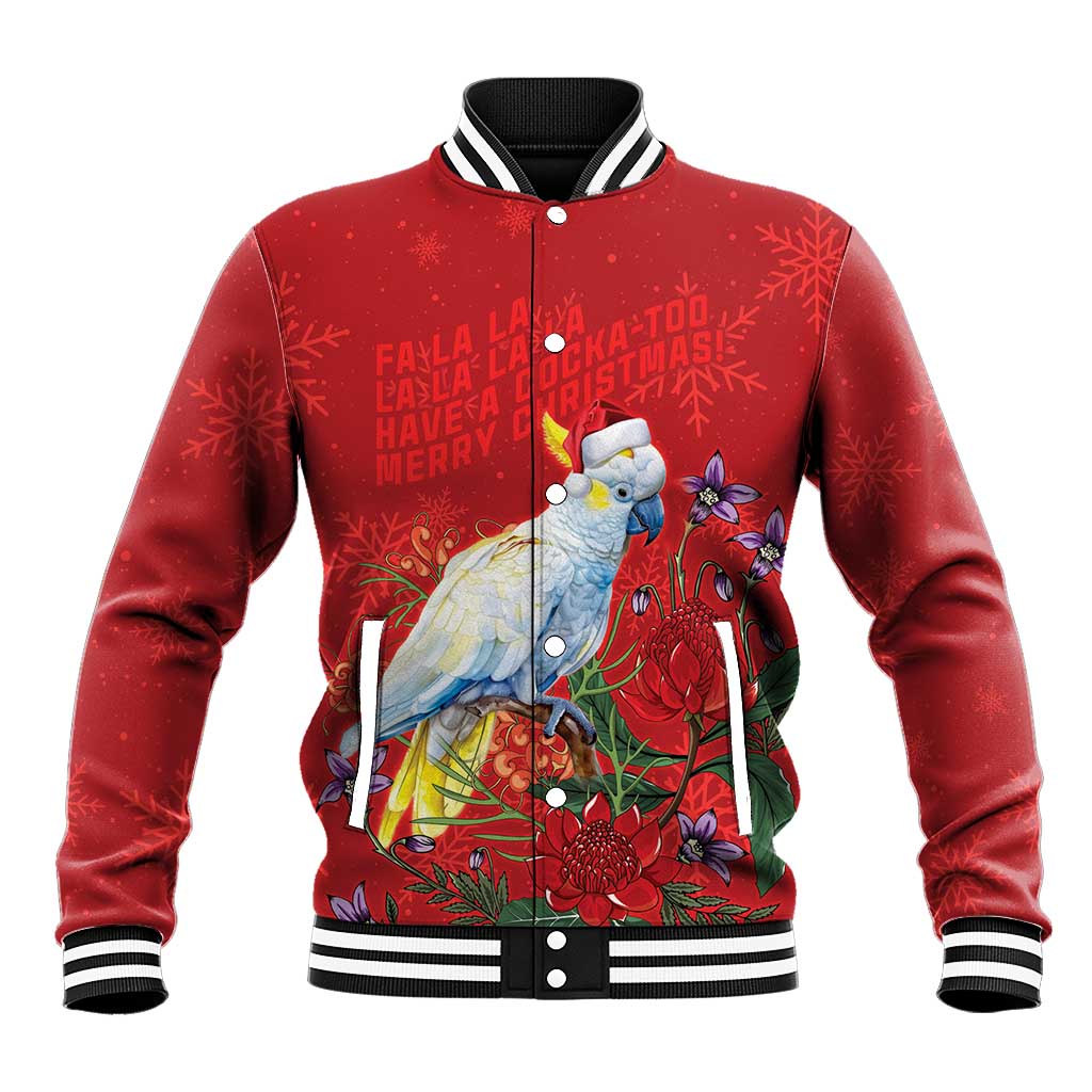 Merry Cocka-mas Baseball Jacket Australia Christmas Red Art - Aussie Hoodie