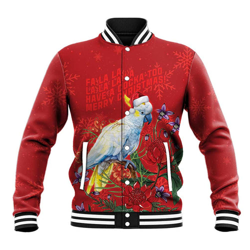 Merry Cocka-mas Baseball Jacket Australia Christmas Red Art - Aussie Hoodie