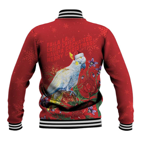 Merry Cocka-mas Baseball Jacket Australia Christmas Red Art - Aussie Hoodie