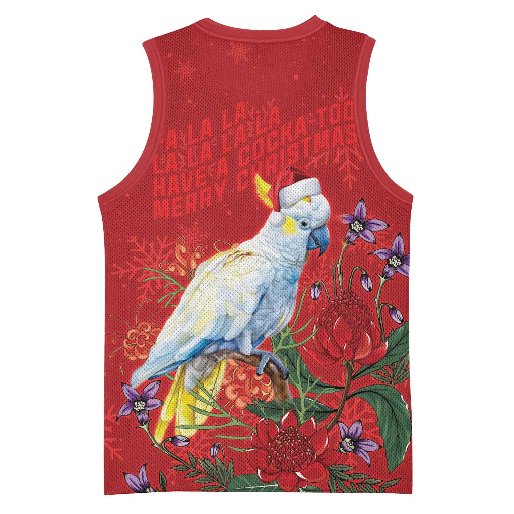 Merry Cocka-mas Basketball Jersey Australia Christmas Red Art - Aussie Hoodie
