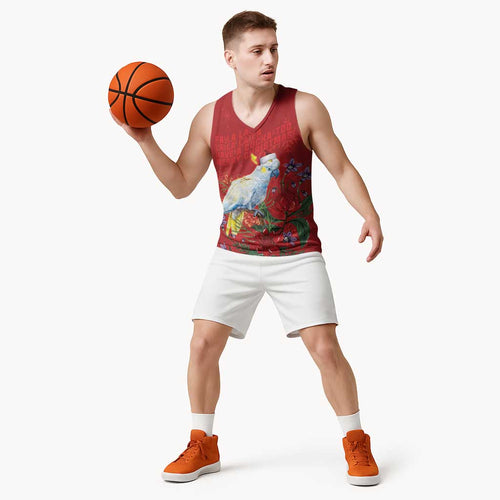Merry Cocka-mas Basketball Jersey Australia Christmas Red Art - Aussie Hoodie