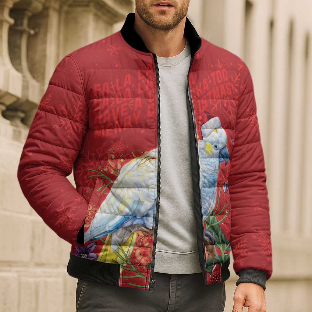 Merry Cocka-mas Bomber Puffer Jacket Australia Christmas Red Art - Aussie Hoodie