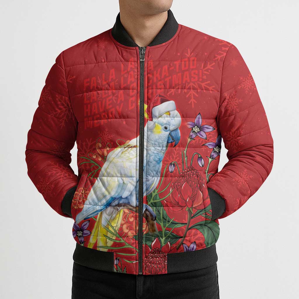 Merry Cocka-mas Bomber Puffer Jacket Australia Christmas Red Art - Aussie Hoodie