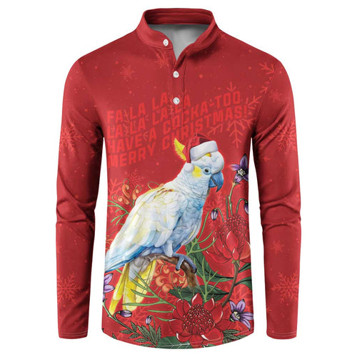 Merry Cocka-mas Button Sweatshirt Australia Christmas Red Art - Aussie Hoodie