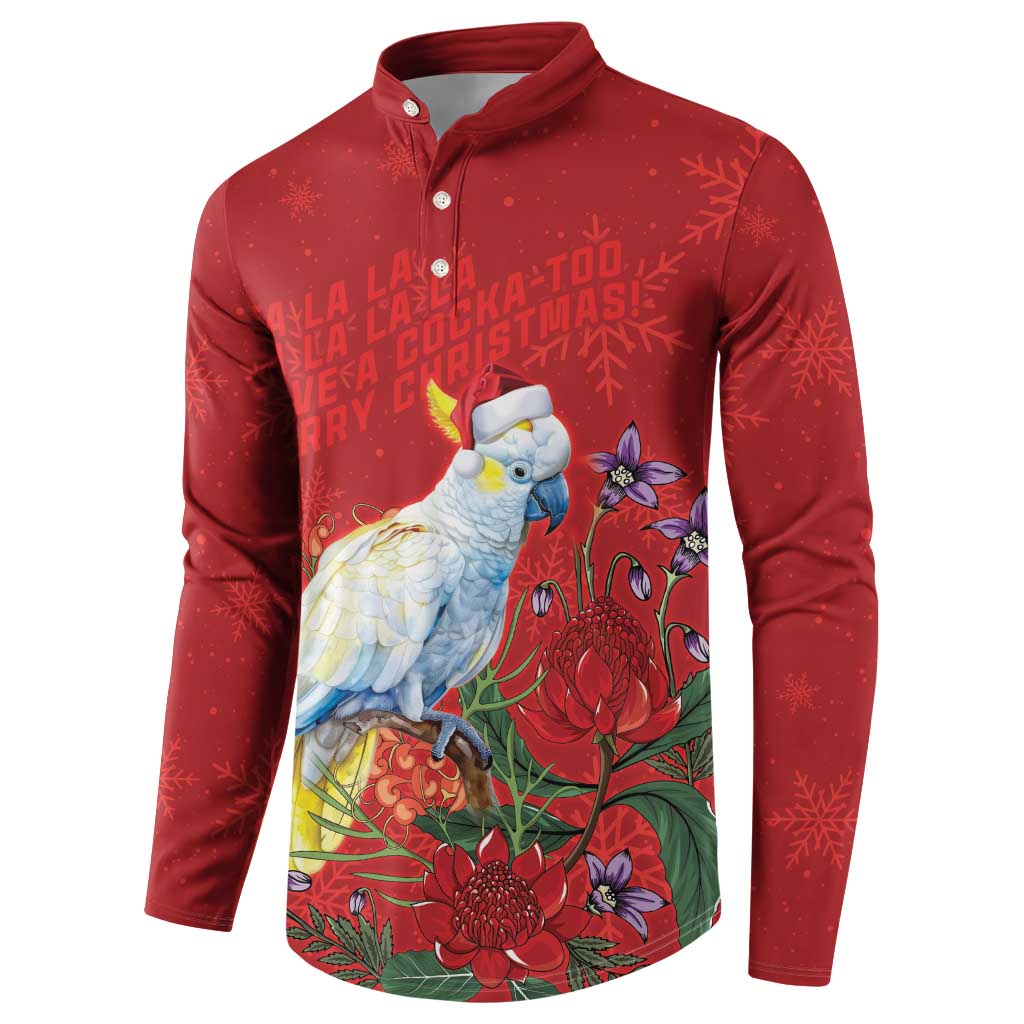 Merry Cocka-mas Button Sweatshirt Australia Christmas Red Art - Aussie Hoodie