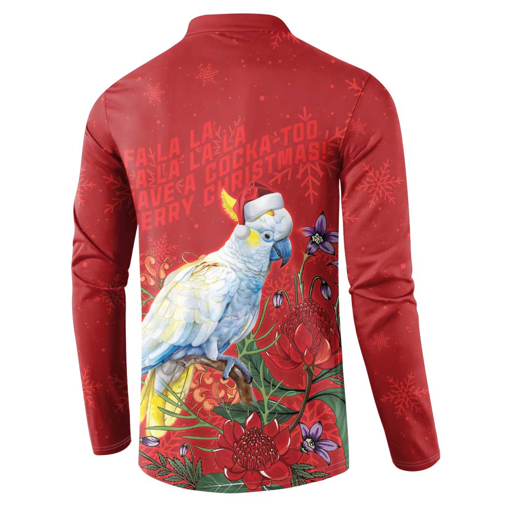 Merry Cocka-mas Button Sweatshirt Australia Christmas Red Art - Aussie Hoodie