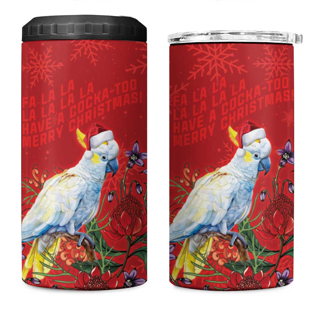 Merry Cocka-mas 4 in 1 Can Cooler Tumbler Australia Christmas Red Art - Aussie Hoodie