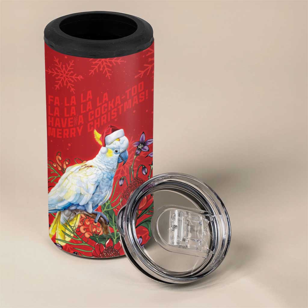 Merry Cocka-mas 4 in 1 Can Cooler Tumbler Australia Christmas Red Art - Aussie Hoodie
