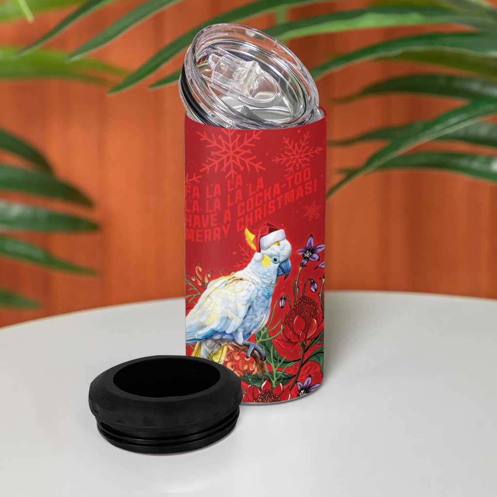 Merry Cocka-mas 4 in 1 Can Cooler Tumbler Australia Christmas Red Art - Aussie Hoodie