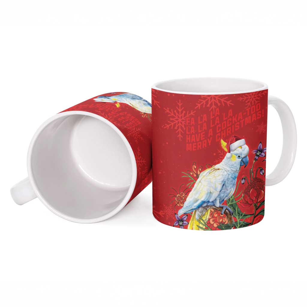 Merry Cocka-mas Ceramic Mug Australia Christmas Red Art - Aussie Hoodie