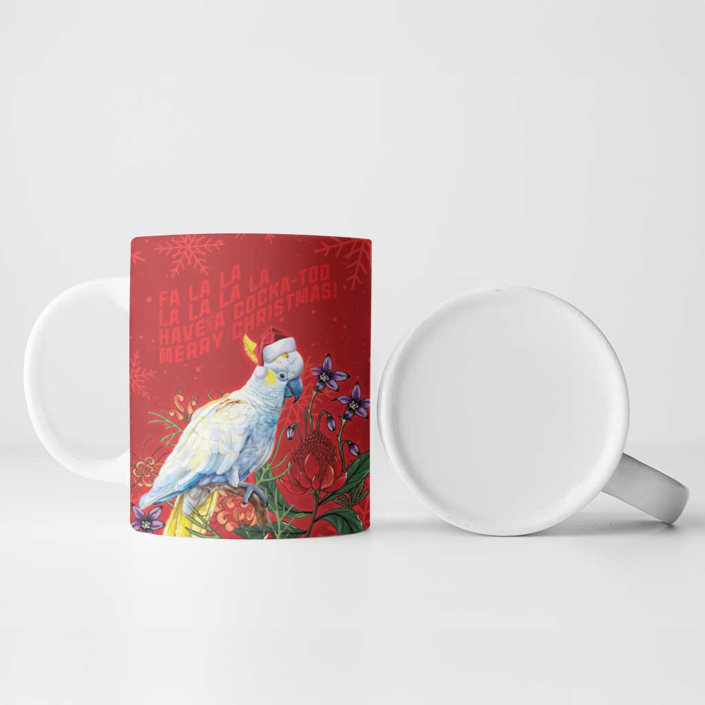 Merry Cocka-mas Ceramic Mug Australia Christmas Red Art - Aussie Hoodie