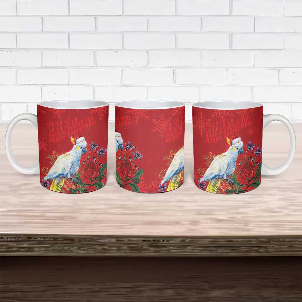 Merry Cocka-mas Ceramic Mug Australia Christmas Red Art - Aussie Hoodie
