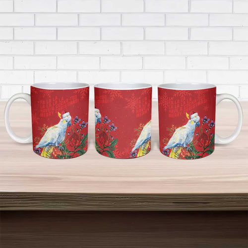 Merry Cocka-mas Ceramic Mug Australia Christmas Red Art - Aussie Hoodie