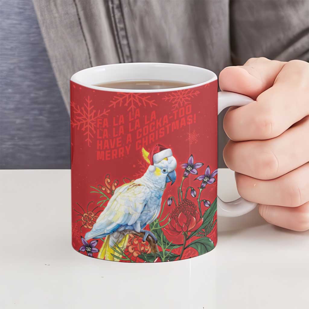 Merry Cocka-mas Ceramic Mug Australia Christmas Red Art - Aussie Hoodie