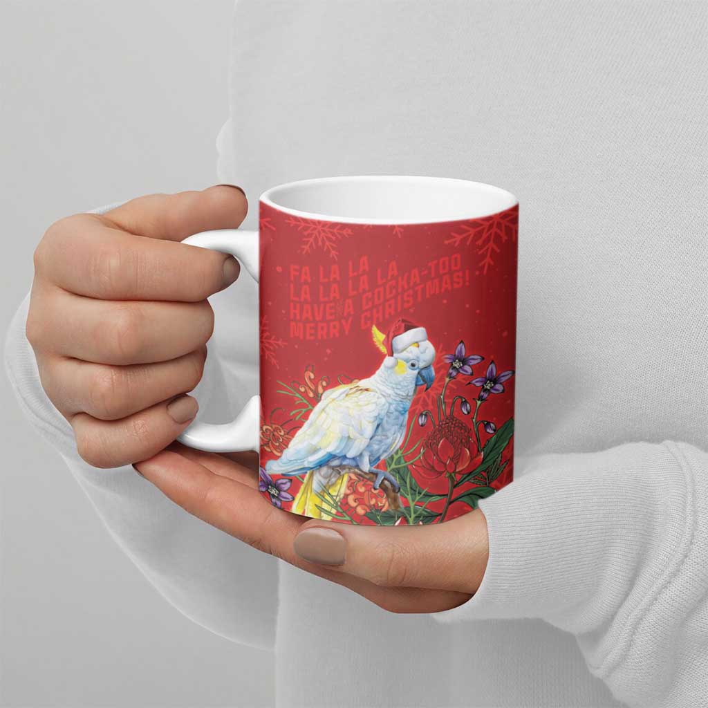Merry Cocka-mas Ceramic Mug Australia Christmas Red Art - Aussie Hoodie