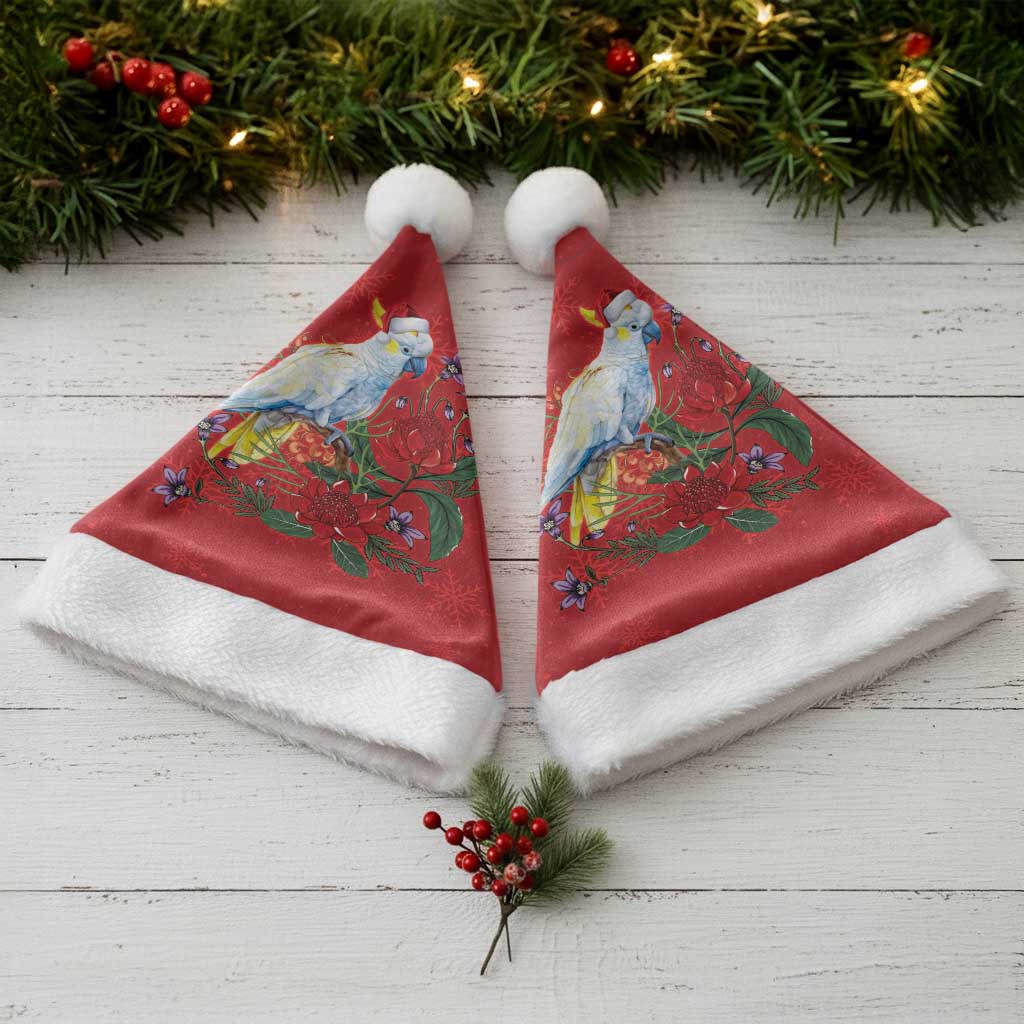 Merry Cocka-mas Christmas Santa Hat Australia Christmas Red Art - Aussie Hoodie