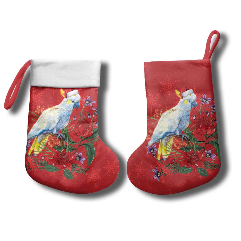 Merry Cocka-mas Christmas Stocking Australia Christmas Red Art - Aussie Hoodie