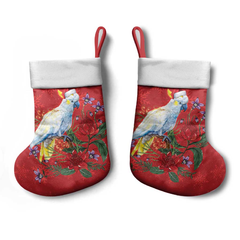 Merry Cocka-mas Christmas Stocking Australia Christmas Red Art - Aussie Hoodie