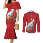 Merry Cocka-mas Couples Matching Mermaid Dress and Long Sleeve Button Shirt Australia Christmas Red Art - Aussie Hoodie