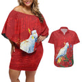 Merry Cocka-mas Couples Matching Off Shoulder Short Dress and Hawaiian Shirt Australia Christmas Red Art - Aussie Hoodie