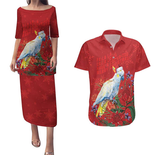Merry Cocka-mas Couples Matching Puletasi and Hawaiian Shirt Australia Christmas Red Art - Aussie Hoodie