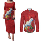 Merry Cocka-mas Couples Matching Puletasi and Long Sleeve Button Shirt Australia Christmas Red Art - Aussie Hoodie