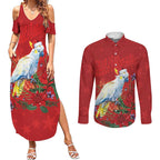 Merry Cocka-mas Couples Matching Summer Maxi Dress and Long Sleeve Button Shirt Australia Christmas Red Art - Aussie Hoodie