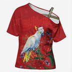 Merry Cocka-mas Cross Shoulder Shirt Australia Christmas Red Art - Aussie Hoodie