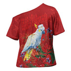 Merry Cocka-mas Cross Shoulder Shirt Australia Christmas Red Art - Aussie Hoodie