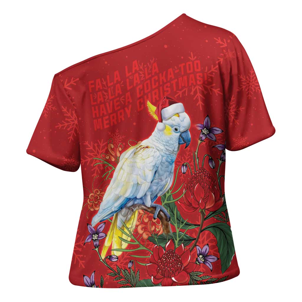 Merry Cocka-mas Cross Shoulder Shirt Australia Christmas Red Art - Aussie Hoodie