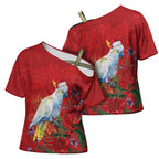 Merry Cocka-mas Cross Shoulder Shirt Australia Christmas Red Art - Aussie Hoodie