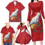 Merry Cocka-mas Family Matching Long Sleeve Bodycon Dress and Hawaiian Shirt Australia Christmas Red Art - Aussie Hoodie