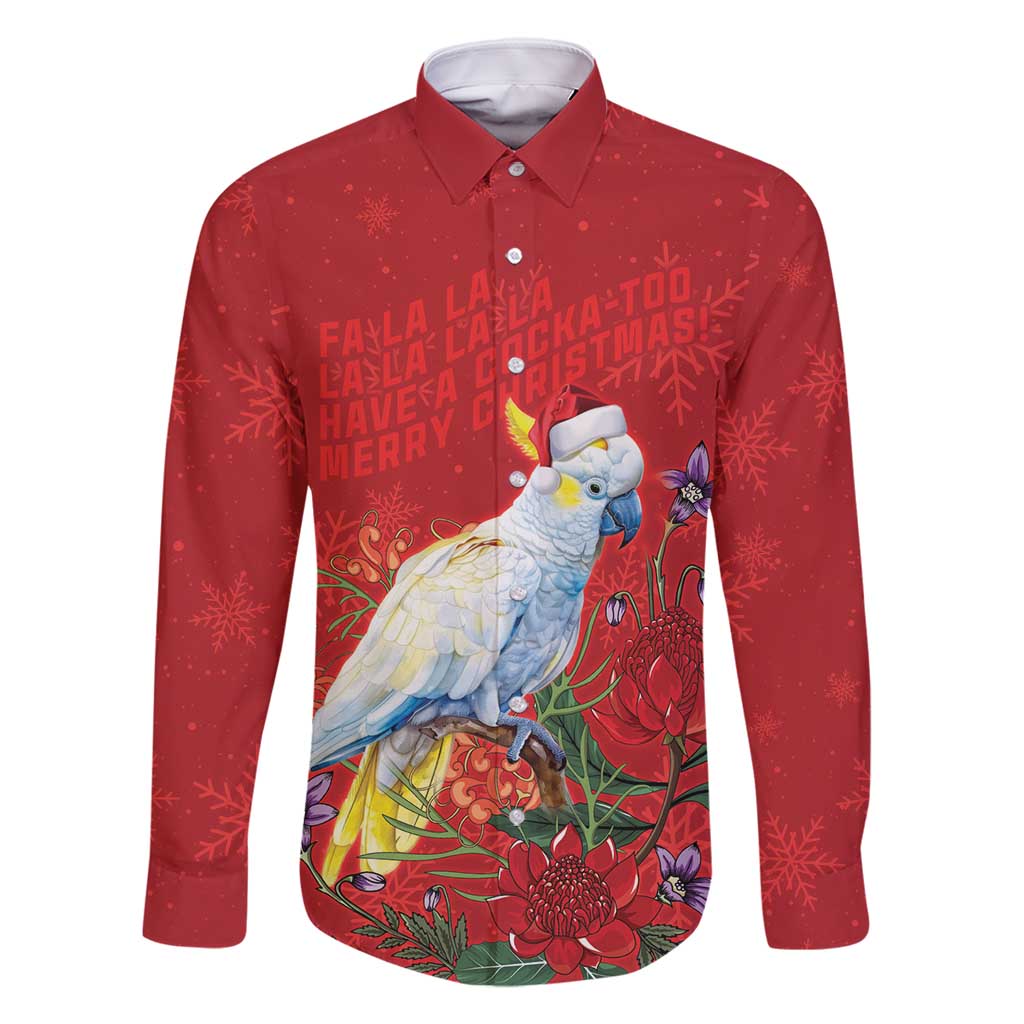 Merry Cocka-mas Family Matching Long Sleeve Bodycon Dress and Hawaiian Shirt Australia Christmas Red Art - Aussie Hoodie