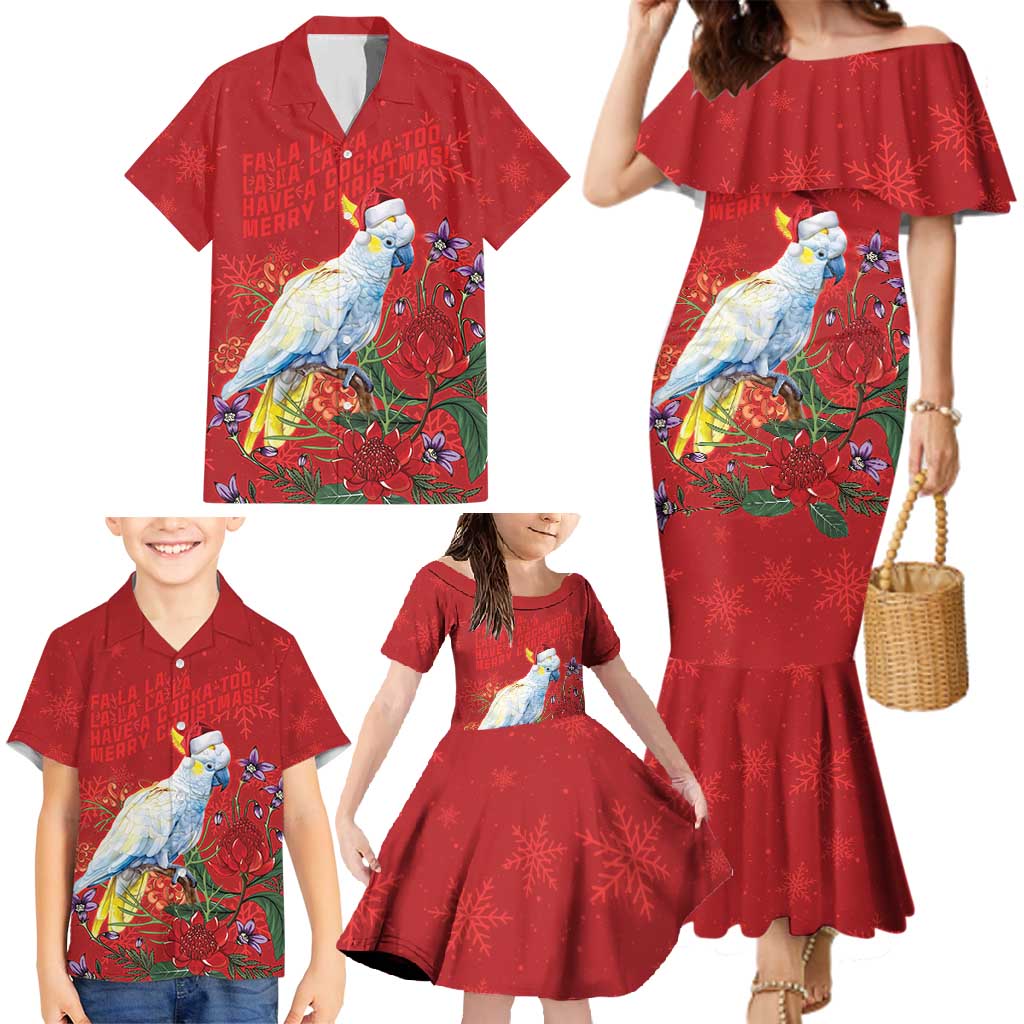 Merry Cocka-mas Family Matching Mermaid Dress and Hawaiian Shirt Australia Christmas Red Art - Aussie Hoodie