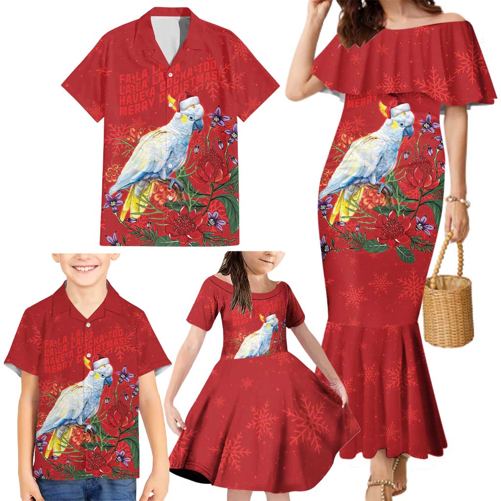 Merry Cocka-mas Family Matching Mermaid Dress and Hawaiian Shirt Australia Christmas Red Art - Aussie Hoodie