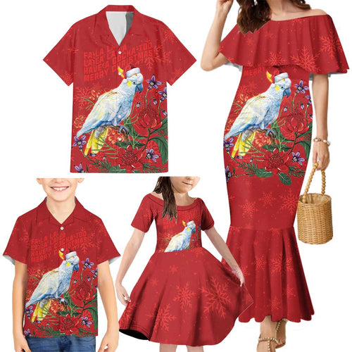Merry Cocka-mas Family Matching Mermaid Dress and Hawaiian Shirt Australia Christmas Red Art - Aussie Hoodie