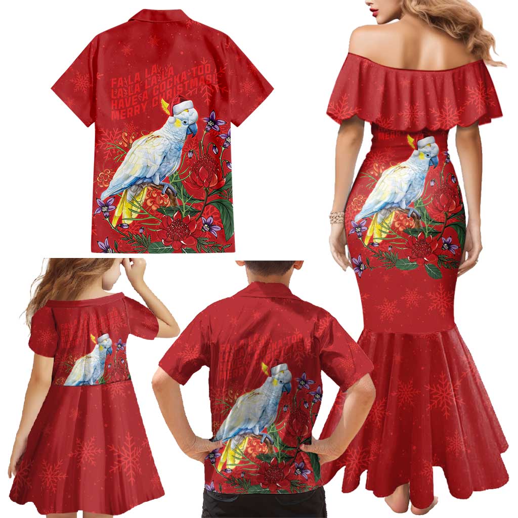 Merry Cocka-mas Family Matching Mermaid Dress and Hawaiian Shirt Australia Christmas Red Art - Aussie Hoodie