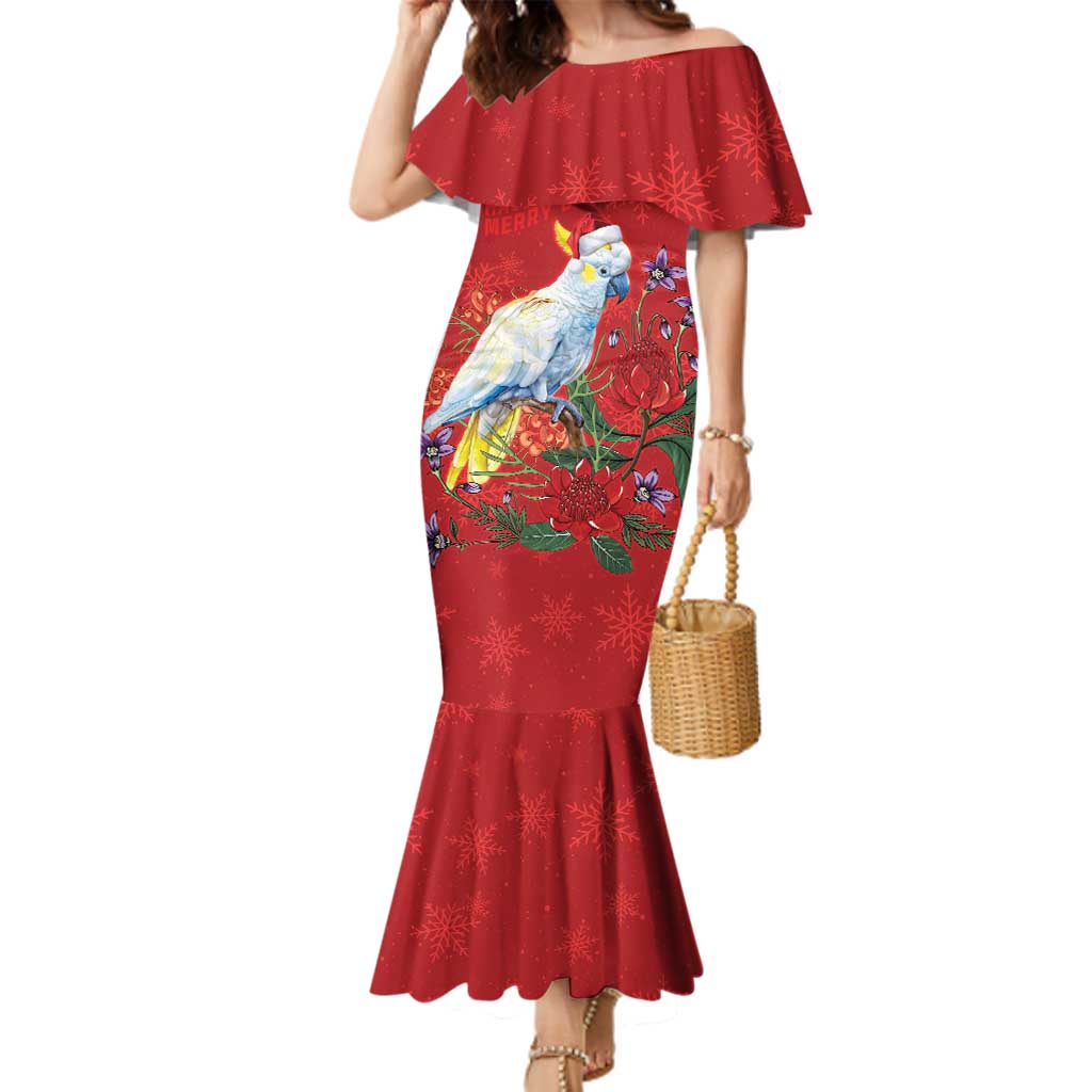 Merry Cocka-mas Family Matching Mermaid Dress and Hawaiian Shirt Australia Christmas Red Art - Aussie Hoodie