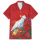 Merry Cocka-mas Family Matching Off The Shoulder Long Sleeve Dress and Hawaiian Shirt Australia Christmas Red Art - Aussie Hoodie