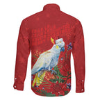 Merry Cocka-mas Family Matching Off The Shoulder Long Sleeve Dress and Hawaiian Shirt Australia Christmas Red Art - Aussie Hoodie