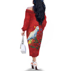 Merry Cocka-mas Family Matching Off The Shoulder Long Sleeve Dress and Hawaiian Shirt Australia Christmas Red Art - Aussie Hoodie