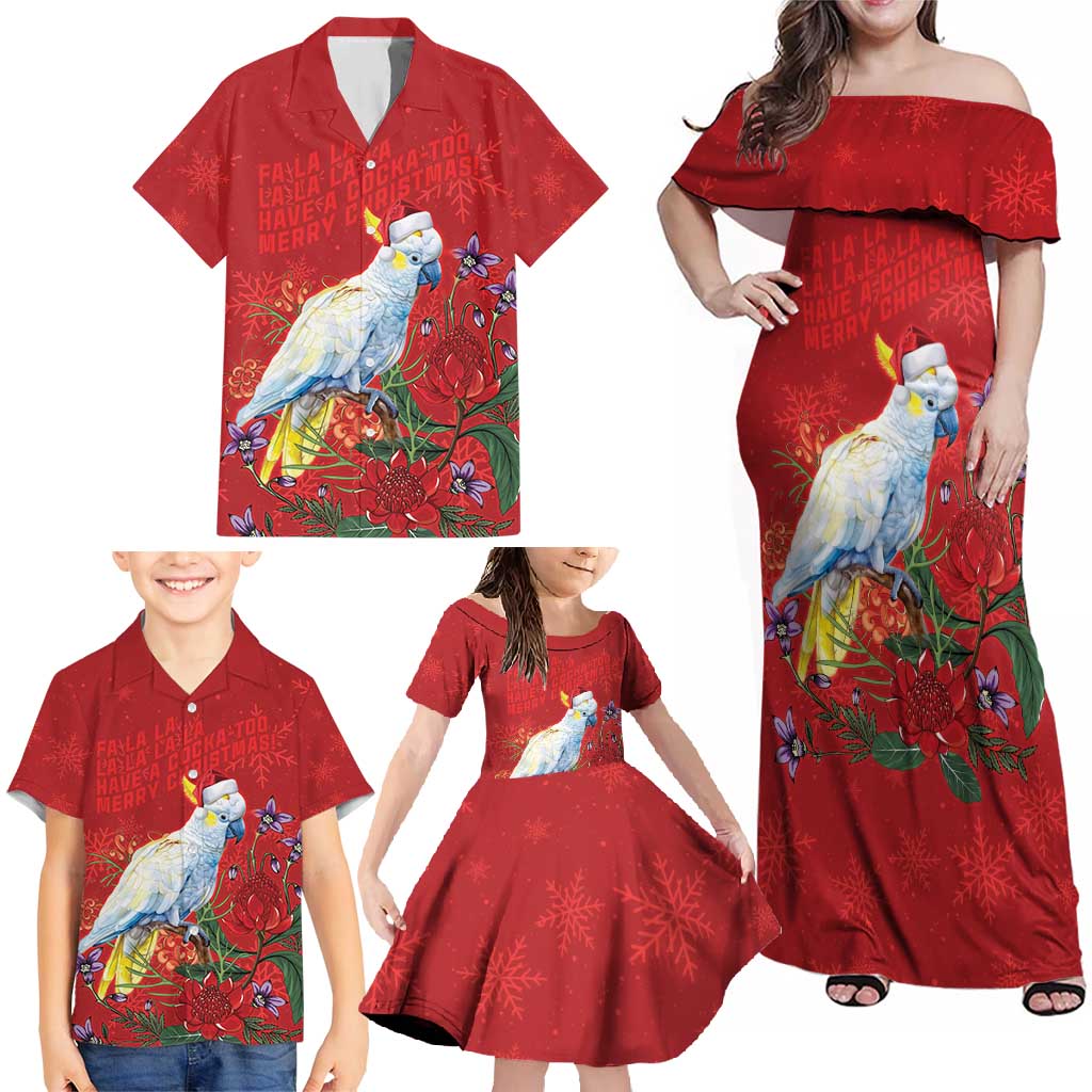 Merry Cocka-mas Family Matching Off Shoulder Maxi Dress and Hawaiian Shirt Australia Christmas Red Art - Aussie Hoodie