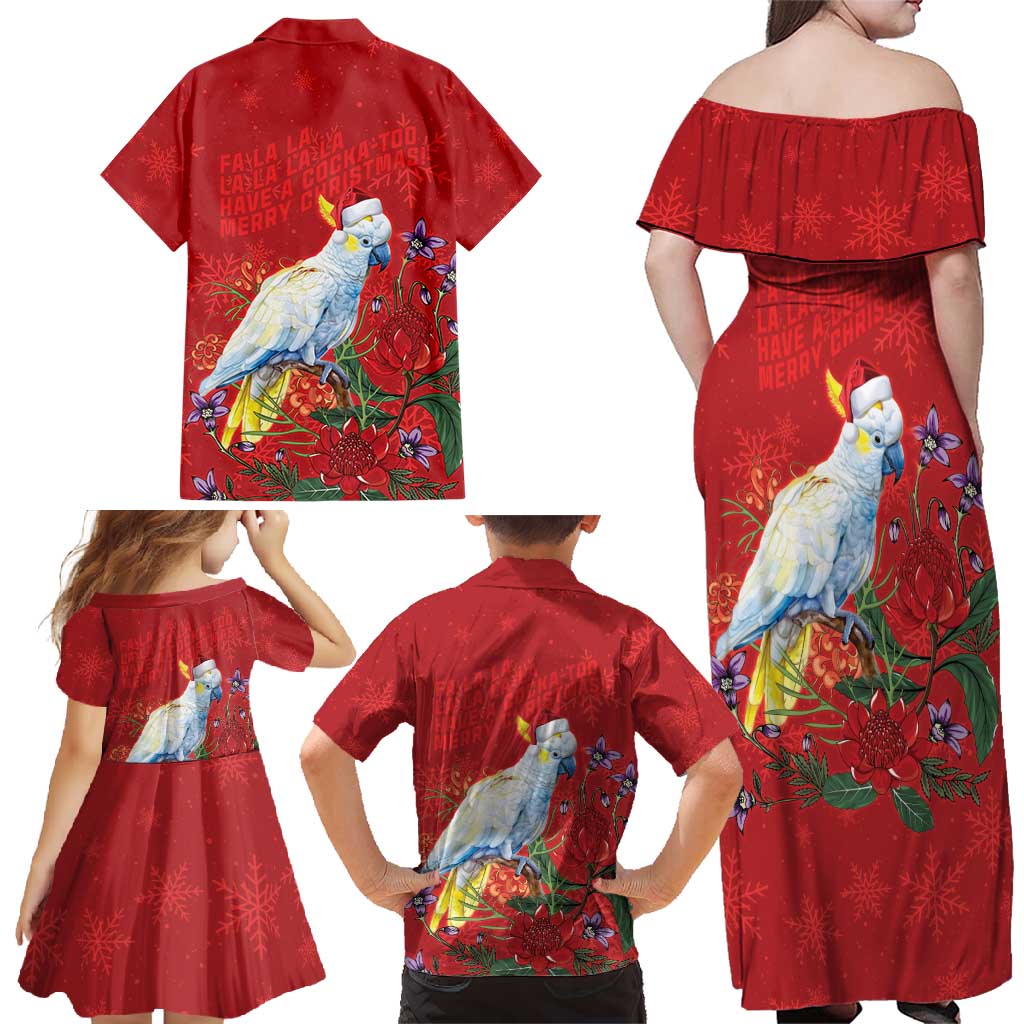 Merry Cocka-mas Family Matching Off Shoulder Maxi Dress and Hawaiian Shirt Australia Christmas Red Art - Aussie Hoodie